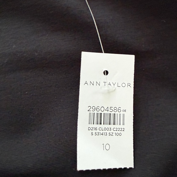 Ann Taylor Black Midi Square Neck Shearh Dress with Eyelet Sleeves size 10 NWT - Picture 3 of 4